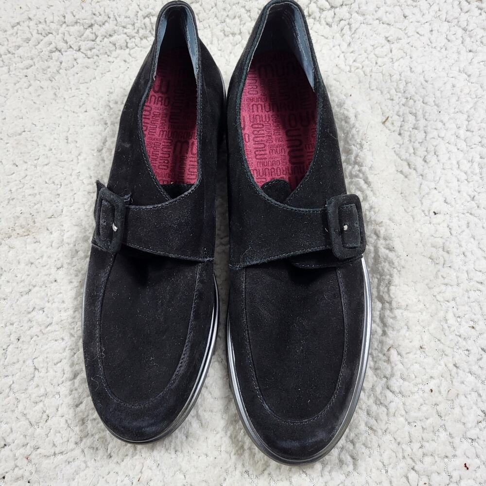 NEW Munro Women's Winslow Monk Strap Loafer black suede US size 8 N